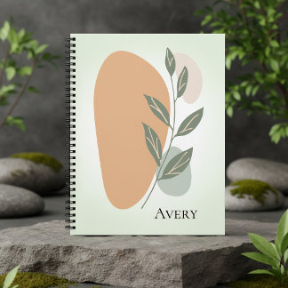Minimalist Botanical Abstract Spiral Notebook