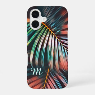Minimalist Botanical Art Palm Leaves with Monogram iPhone 16 Case