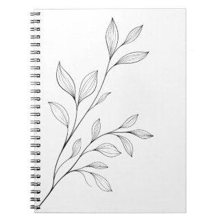 Minimalist Botanical Black Line Art Notebook