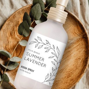 Minimalist Botanical Black White Room Spray Label