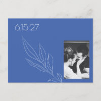 Minimalist Botanical Blue Photo Save the Date