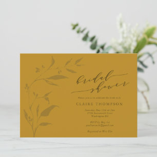 Minimalist Botanical Boho Mustard Bridal Shower Invitation