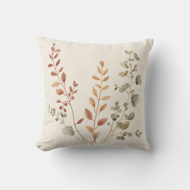 Minimalist Botanical Branches Decorative Pillow (Front)
