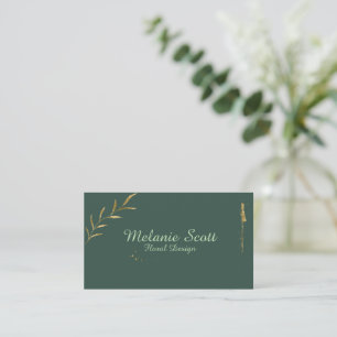 Minimalist Botanical Business Card   Dark Green 
