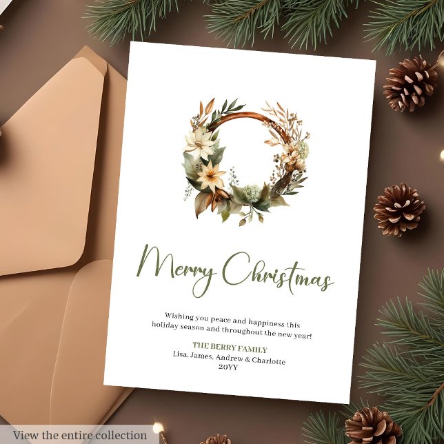 Minimalist Botanical Custom Christmas Greeting  Holiday Card (Minimalist Botanical Custom Christmas Greeting Card

)