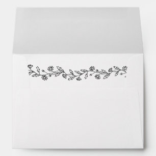 Minimalist Botanical Daisy Line Art Envelope