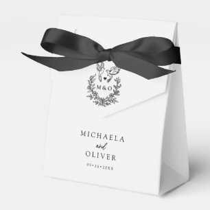 Minimalist Botanical Doves Elegant Script Wedding Favour Box