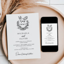 Minimalist Botanical Doves Elegant Script Wedding