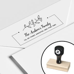 Minimalist Botanical Family Name Leaf Rubber Stamp