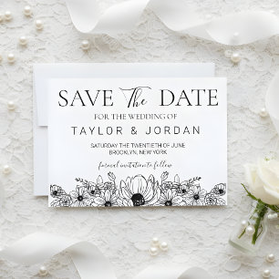 Minimalist Botanical Floral Border Wedding Save The Date