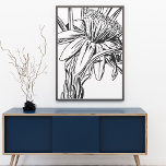 Minimalist Botanical Floral Line Drawing Artwork Poster<br><div class="desc">A simple,  modern minimalist flower line art drawing in black and white. Just click customise to change the background colour or to add text or pictures. Contact me with any questions or requests.</div>