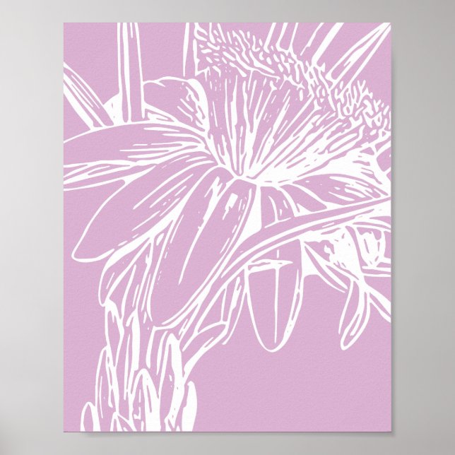 Minimalist Botanical Floral Line Drawing Artwork Poster (Front)