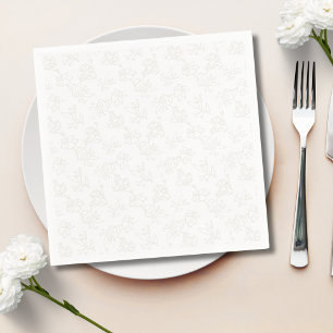 Minimalist Botanical Floral Pattern Beige Gold Napkin