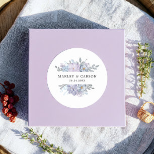 Minimalist Botanical Floral Romantic Wedding Classic Round Sticker