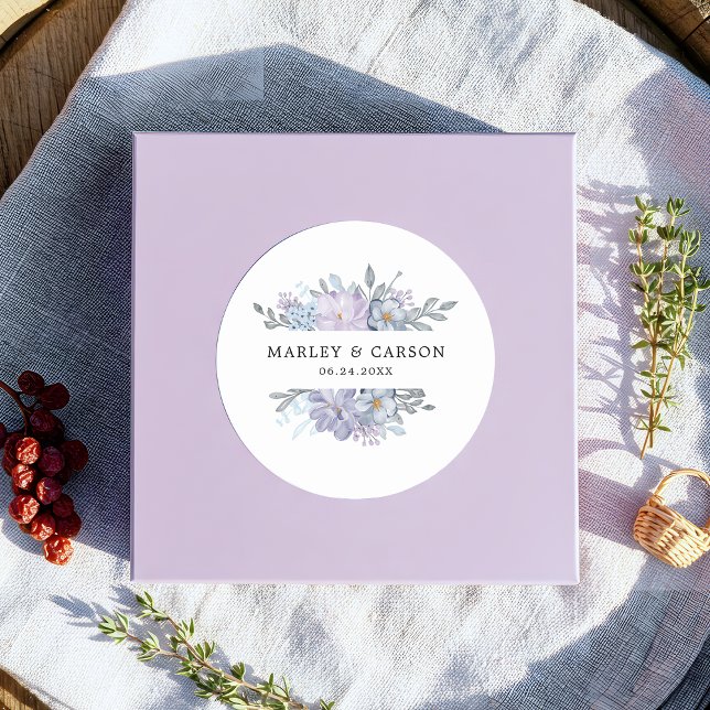 Minimalist Botanical Floral Romantic Wedding Classic Round Sticker (Creator Uploaded)