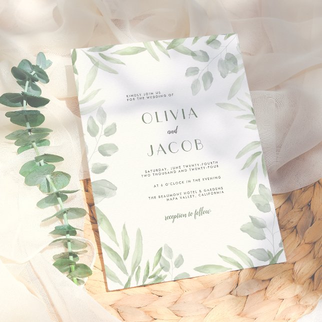 Minimalist Botanical Garden Theme Greenery Wedding Invitation (Creator Uploaded)