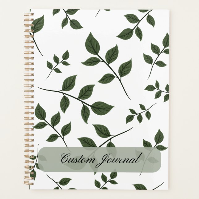 Minimalist Botanical Leaves Custom Name Planner (Front)