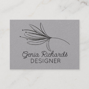 Minimalist Botanical Lily Flower Designer Grey Business Card