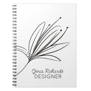 Minimalist Botanical Lily Flower Designer Notebook