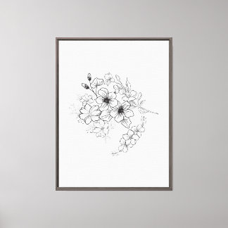 Minimalist Botanical Line Art  Canvas Print