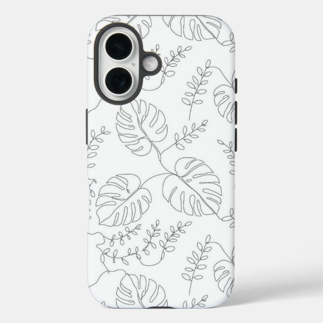  Minimalist Botanical Line Art Leaves Case (Back)