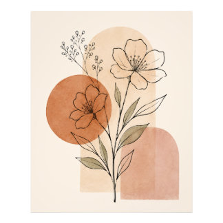 Minimalist Botanical Line Art Print | Boho Floral 