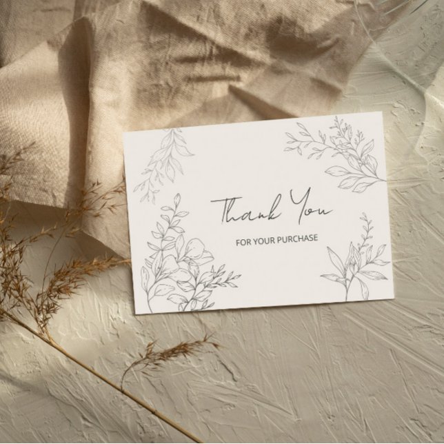 Minimalist Botanical Line Art Thank You  Card (Minimalist botanical line art thank you car for business)
