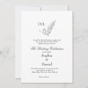 Minimalist Botanical Line Art Wedding Invitation