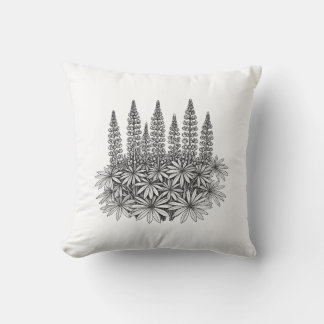 Minimalist Botanical Lupine Throw Pillow