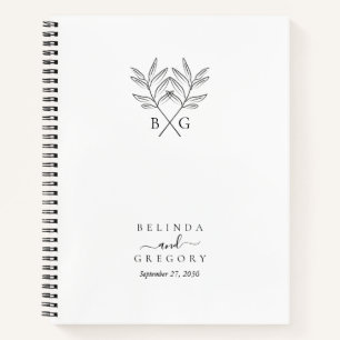 Minimalist Botanical Monogram Wedding Planner Notebook