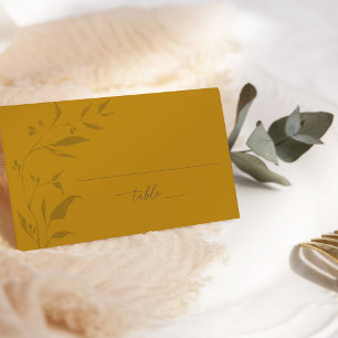 Minimalist Botanical Mustard Boho Fall Wedding Place Card