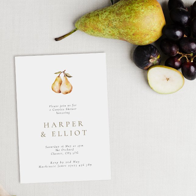 Minimalist Botanical Pear Botanical Couples Shower Invitation (Creator Uploaded)