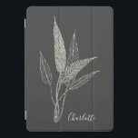 Minimalist Botanical Personalised Name Black White iPad Pro Cover<br><div class="desc">An elegant iPad case featuring a delicate botanical illustration in a fine line art style. The monochrome design against a dark background gives it a sophisticated and timeless appeal. Personalised with a custom name, this case is perfect for nature lovers, artists, writers, or anyone who appreciates modern minimalist aesthetics. A...</div>