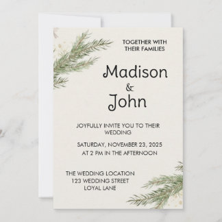 Minimalist Botanical Personalized Wedding  Invitation