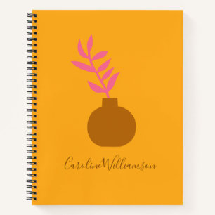 Minimalist Botanical Plant Art in Yellow Custom Notebook