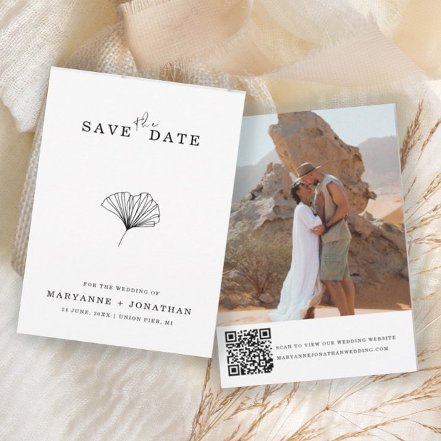 Minimalist Botanical QR Code Photo Save The Date (Creator Uploaded)