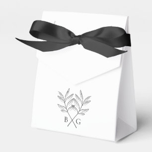Minimalist Botanical Rustic Monogram Wedding Favour Box