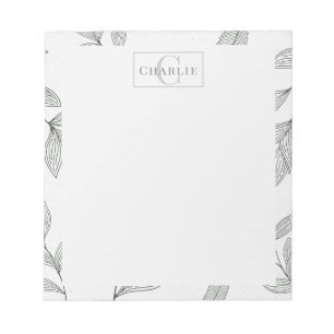 Minimalist Botanical Sketch Custom Monogram Pet Notepad