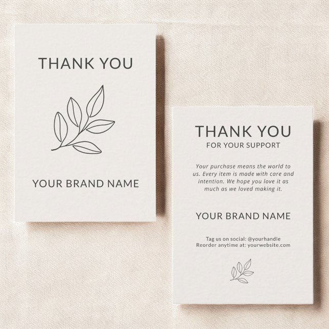 Minimalist Botanical Small Business Thank You Card (Creator Uploaded)