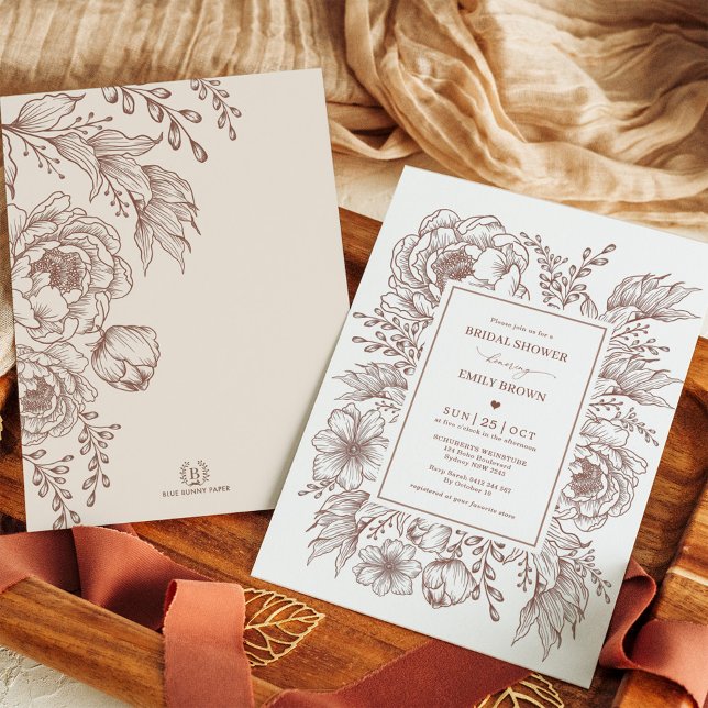 Minimalist Botanical Terracotta Bridal Shower Invitation (Creator Uploaded)