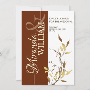 Minimalist Botanical Terracotta Wedding Invitation