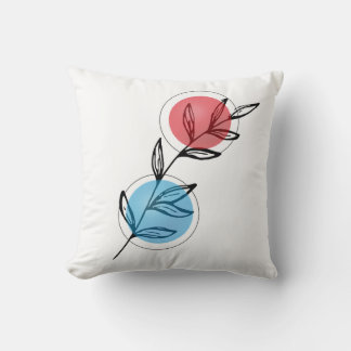 Minimalist Botanical Throw Pillow – Black Leaves w