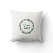 Minimalist Botanical Throw Pillow – “Grow Wild” Mo