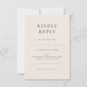 Minimalist Botanical Typography Soft Beige RSVP Card
