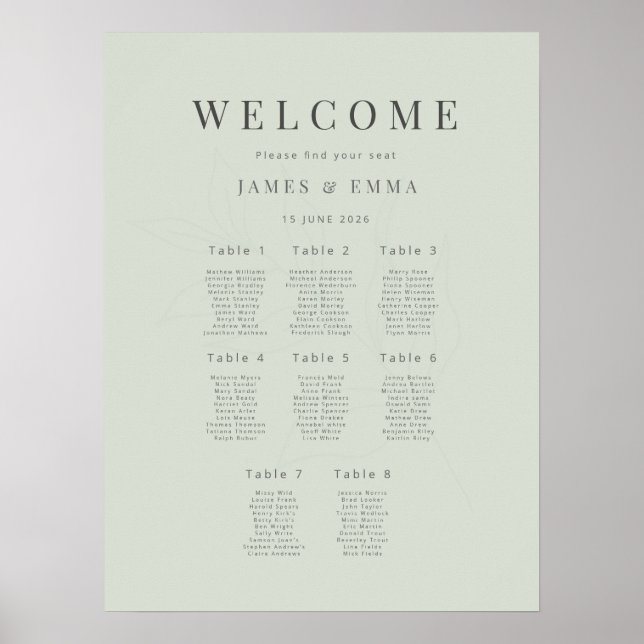 Minimalist Botanical Wedding (8) Pale Sage Poster (Front)