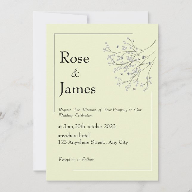 Minimalist Botanical Wedding Invitation  (Front)
