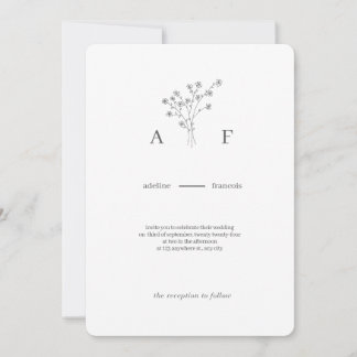 Minimalist Botanical Wedding Invitation
