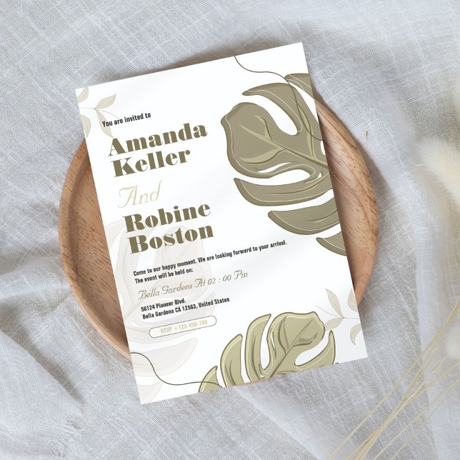 Minimalist Botanical Wedding Invitation (Creator Uploaded)