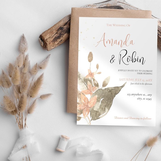 Minimalist Botanical Wedding Invitation (Creator Uploaded)
