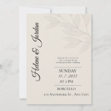 Minimalist Botanical Wedding Invitation